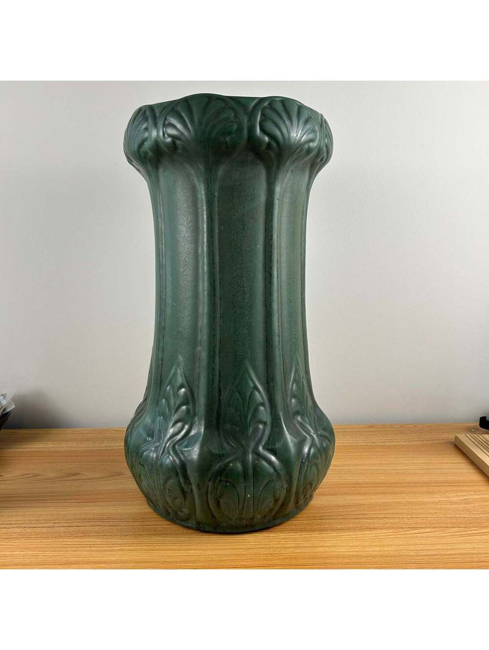 Weller Art Pottery 1910 Arts & Crafts Matte Green Floral Buds 22" Umbrella Stand